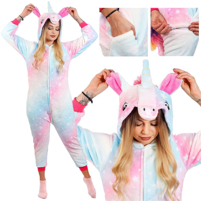 Pijama tip salopeta pentru dama, model unicorn, marime M [9]