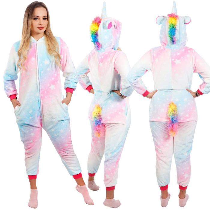 Pijama tip salopeta pentru dama, model unicorn, marime M [4]