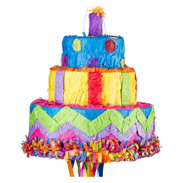 Pinata Tort Aniversar / Birthday Cake pentru Petrecere, , din Hartie si Carton, Pinata pentru Petreceri, 32 x 28 x 28 cm, Multicolor [1]