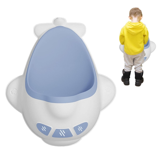 Pisoar pentru Baieti, , 0-8 Ani, in Forma de Avion, Perie Inclusa, Montare pe Perete, Carlig Autoadeziv Inclus, 29 x 33.5 cm, Alb/Albastru [5]