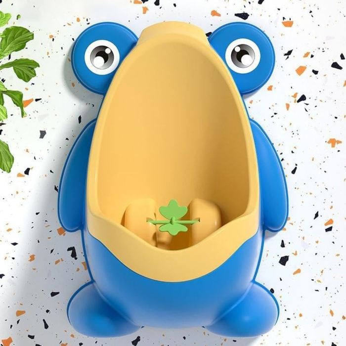 Pisoar pentru Baieti, , 0-8 Ani, in Forma de Broasca, Perie Inclusa, Montare pe Perete, Carlig Autoadeziv Inclus, 29 x 22.5 cm, Albastru [2]