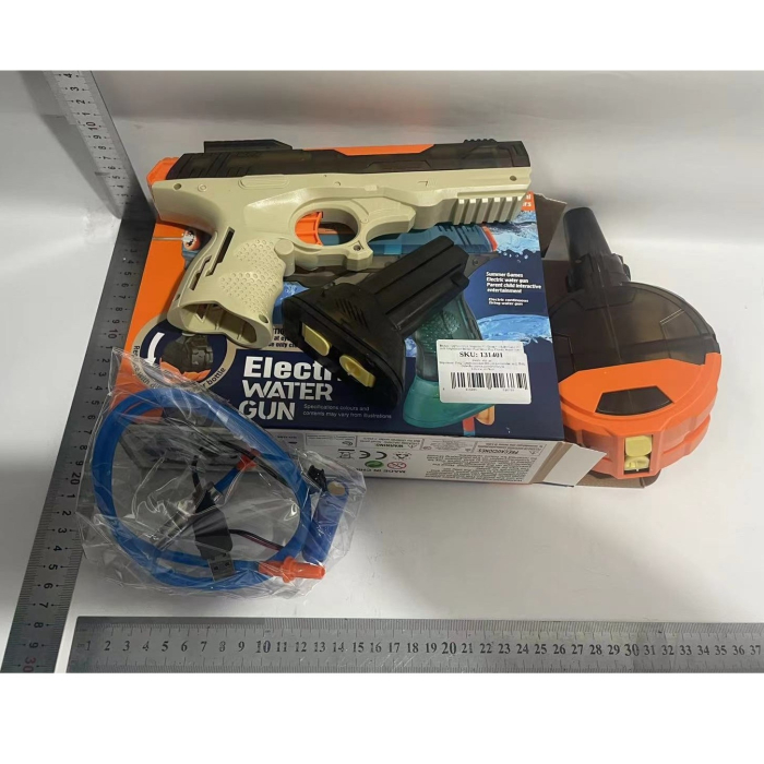 Pistol cu Apa Electric, , 2 Rezervoare 75/350 ml, din ABS+Silicon, Baterie, Incarcare USB, Conectare la Furtun, +6 Ani, Maro [7]