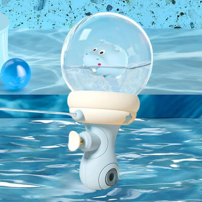 Pistol cu Apa pentru Copii, , Multifunctional, Capacitate 300 mL, Model Hipopotam, 9x9x17cm, Plastic, Albastru [4]