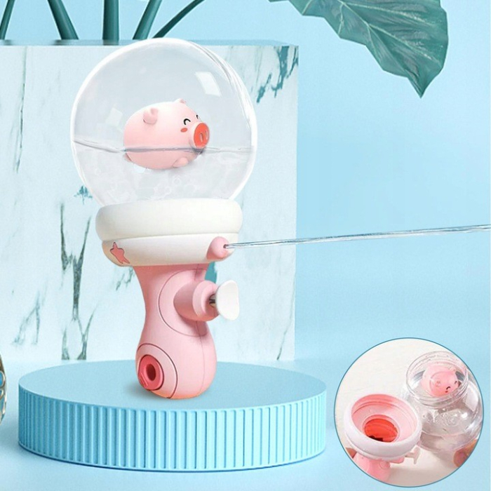 Pistol cu Apa pentru Copii, , Multifunctional, Capacitate 300 mL, Model Purcelus, 9x9x17cm, Plastic, Roz [5]