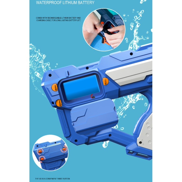 Pistol cu Apa pentru Copii, Rezervor 600ml, , 14ani+, cu baterie 1200mAh, Electric Burst, Albastru/Verde, 800ML [10]