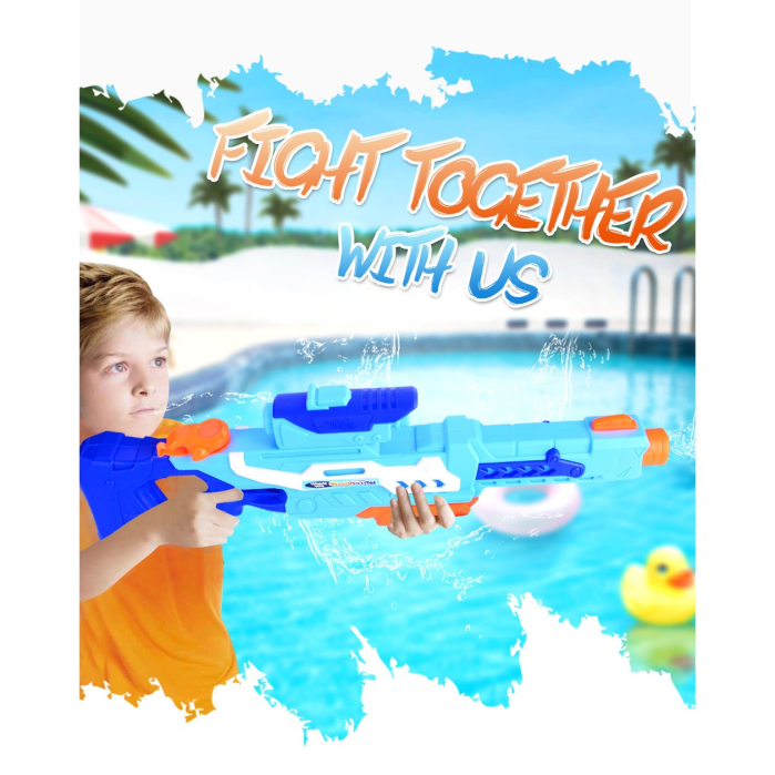 Pistol cu Apa pentru Copii, Rezervor, Pentru Piscina/Plaja, , 6ani+, Albastru, 1200ML [4]