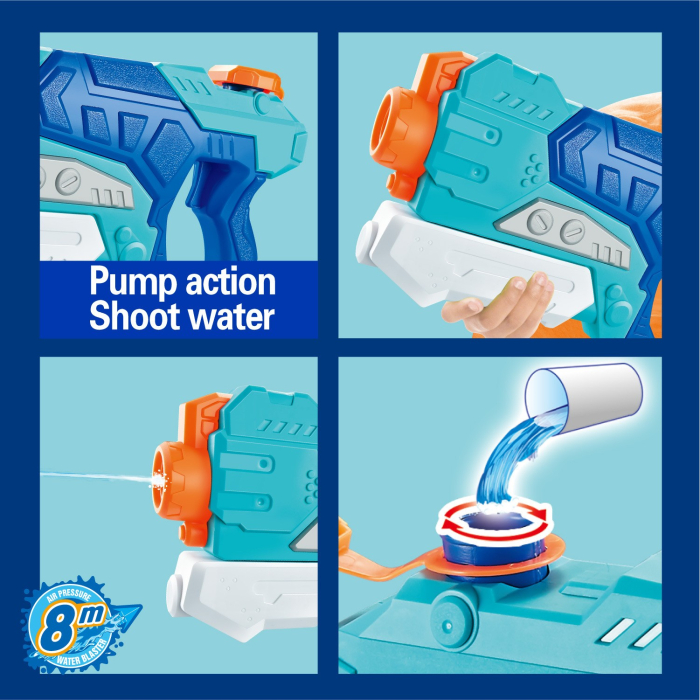 Pistol cu Apa pentru Copii, Rezervor, Pentru Piscina/Plaja, , 6ani+, Albastru, 500ML [8]