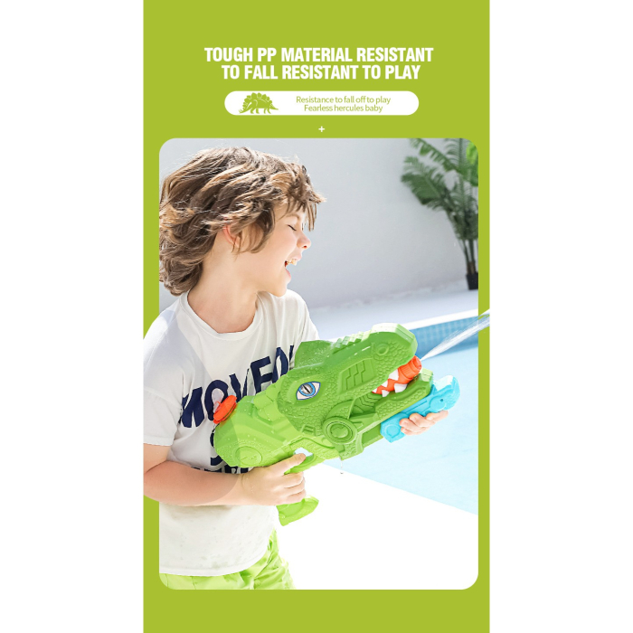 Pistol cu Apa pentru Copii, Rezervor, Pentru Piscina/Plaja, , 6ani+, Tiranozaur, 3 duze, Verde, 660ML [4]