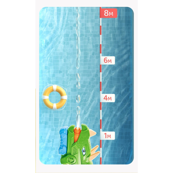 Pistol cu Apa pentru Copii, Rezervor, Pentru Piscina/Plaja, , 6ani+, Triceratops, 3 duze, Verde, 1330ML [4]