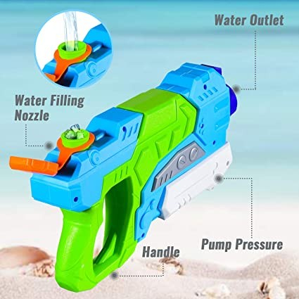 Pistol cu Apa pentru Copii, Rezervor, Pentru Piscina/Plaja, , 6ani+, Verde/Albastru, 550ML [5]