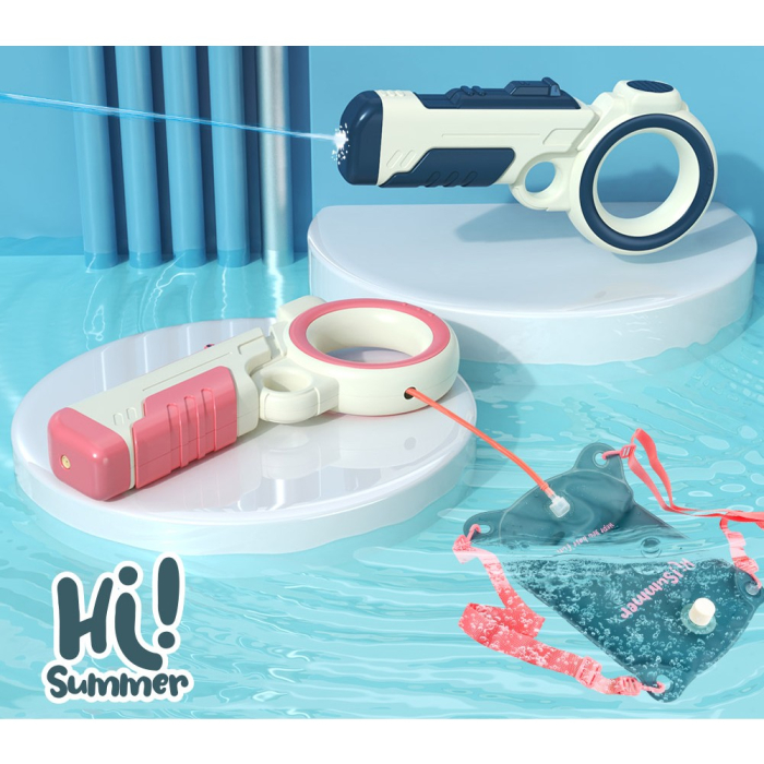 Pistol cu apa pentru copii , rezervor tip ghiozdan, 1500 ml, reglabil, material ABS/silicon, distanta improscare 8 metri, tragaci cu presiune, 12.5 x 28 cm, albastru [4]