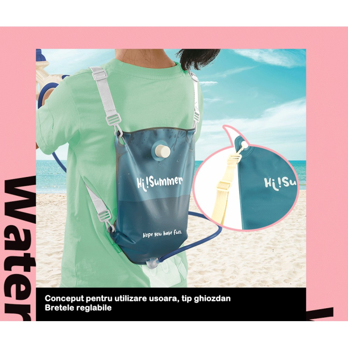 Pistol cu apa pentru copii , rezervor tip ghiozdan, 1500 ml, reglabil, material ABS/silicon, distanta improscare 8 metri, tragaci cu presiune, 12.5 x 28 cm, albastru [6]