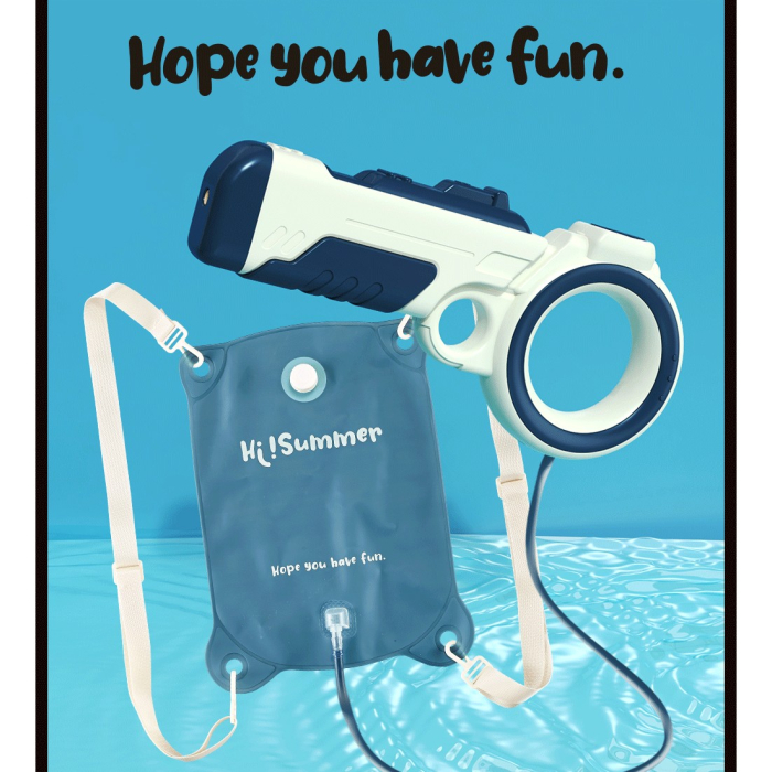 Pistol cu apa pentru copii , rezervor tip ghiozdan, 1500 ml, reglabil, material ABS/silicon, distanta improscare 8 metri, tragaci cu presiune, 12.5 x 28 cm, albastru [8]