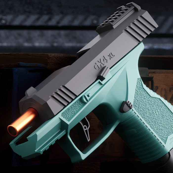 Pistol de jucarie GX4 cu Ejectie, , de Explozie de buzunar, Makara BLOWBACK, Gloante Moi pentru Copii, 15 x 13 x 3.5 cm, Negru Verde [5]