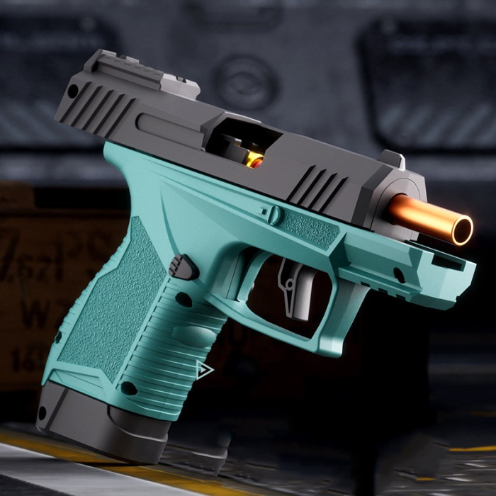 Pistol de jucarie GX4 cu Ejectie, , de Explozie de buzunar, Makara BLOWBACK, Gloante Moi pentru Copii, 15 x 13 x 3.5 cm, Negru Verde [3]