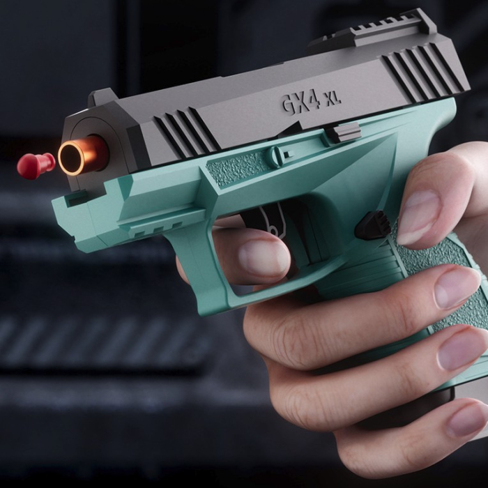 Pistol de jucarie GX4 cu Ejectie, , de Explozie de buzunar, Makara BLOWBACK, Gloante Moi pentru Copii, 15 x 13 x 3.5 cm, Negru Verde [6]