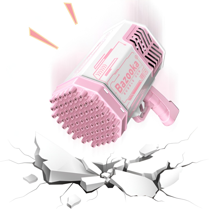 Pistol pentru Baloane de Sapun, , 69 de Gauri, Lumini Colorate, Tavita, Lichid, Baterie de Li, Cablu de Incarcare, 24cm x 14cm x 24cm, Roz [5]