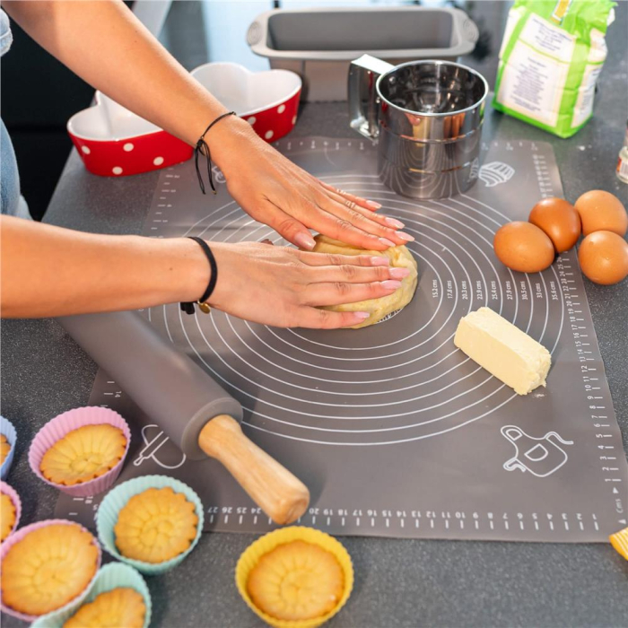 Plansa din silicon alimentar de framantat aluat, rezistenta la temperaturi ridicate, 50x40cm, gri [27]