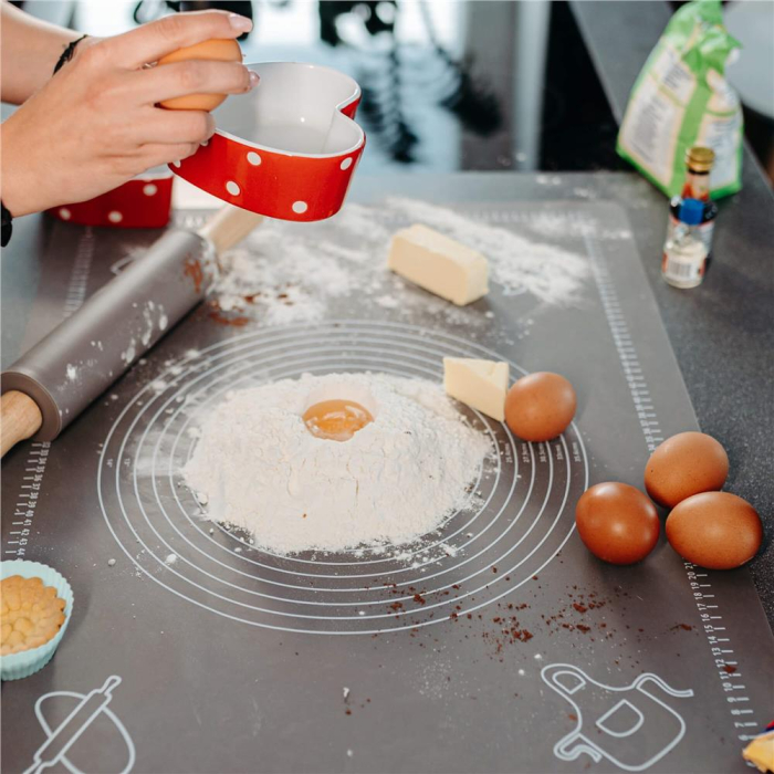 Plansa din silicon alimentar de framantat aluat, rezistenta la temperaturi ridicate, 65x45cm, gri [22]