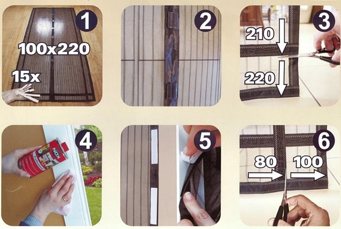 Plasa anti-insecte, cu inchidere magnetica, latime 80-100cm, inaltime 210-220cm, gri [5]