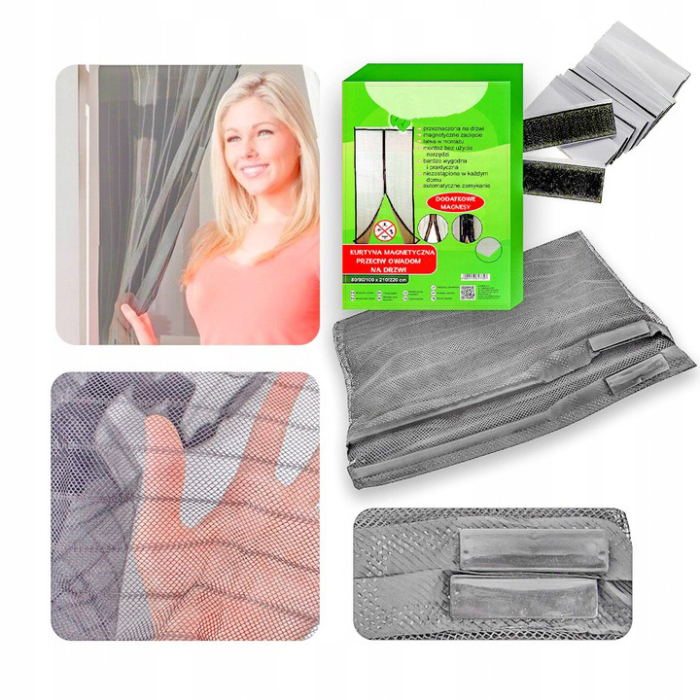 Plasa anti-insecte, cu inchidere magnetica, latime 80-100cm, inaltime 210-220cm, gri [8]