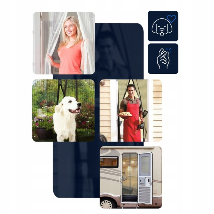 Plasa anti-insecte, cu inchidere magnetica, latime 80-100cm, inaltime 210-220cm, negru [2]