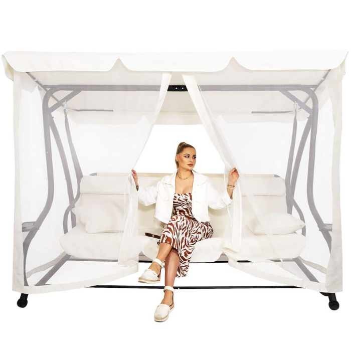 Plasa antiinsecte pentru leagan de gradina, 165x680 cm, bej [3]