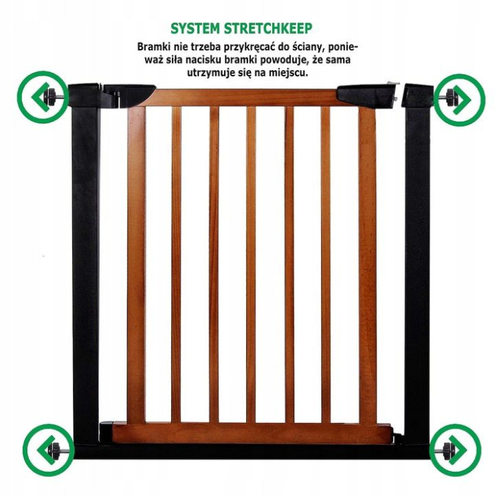 Poarta de siguranta Safety Gate pentru scari, ajustabila 90-96 cm, din otel si lemn, negru maro [5]