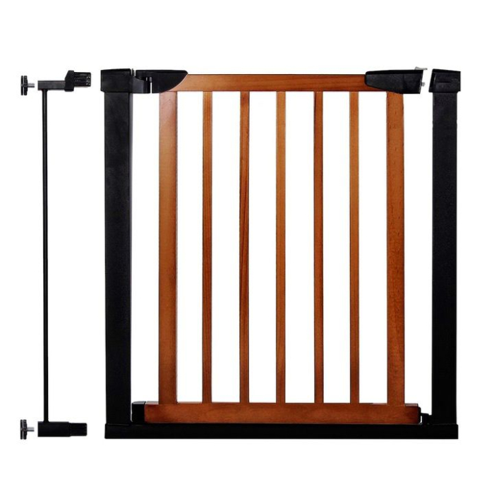 Poarta de siguranta Safety Gate pentru scari, ajustabila 83-89 cm, din otel si lemn, negru maro [1]