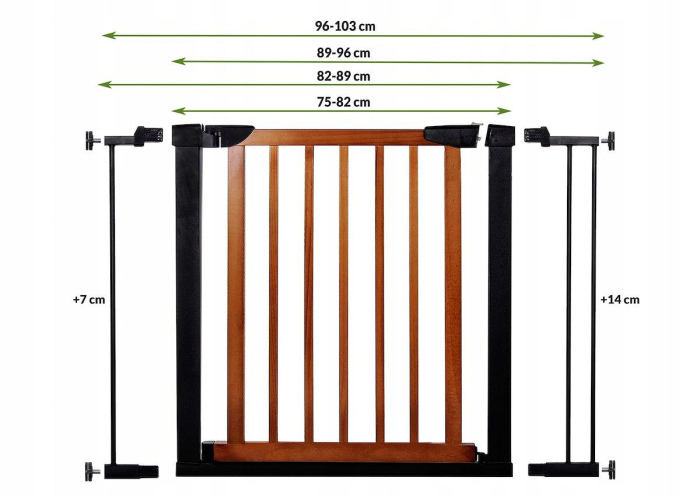 Poarta de siguranta Safety Gate pentru scari, ajustabila 96-103 cm, din otel si lemn, negru maro [2]
