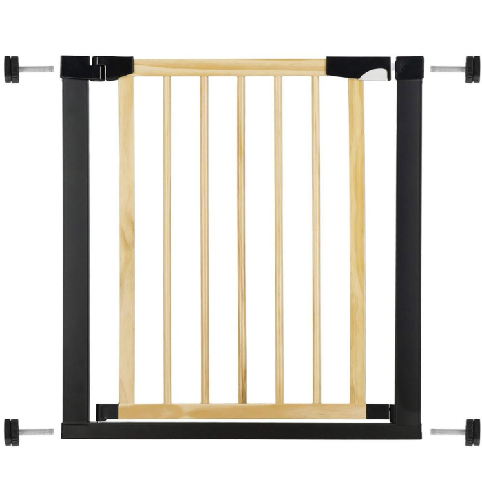 Poarta de siguranta Safety Gate pentru scari, ajustabila, din lemn cu structura otel, 75-82cm, negru maro [2]