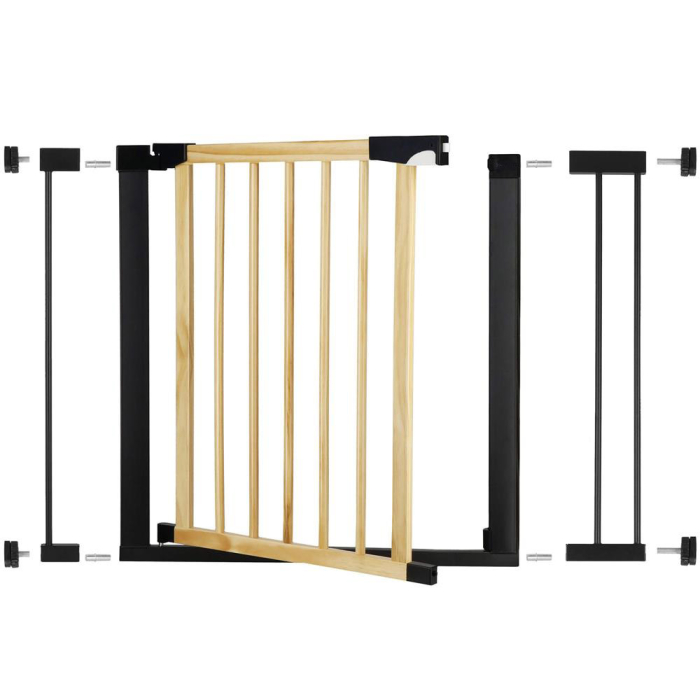 Poarta de siguranta Safety Gate pentru scari, ajustabila, din lemn cu structura otel, 96-103cm, negru maro [1]