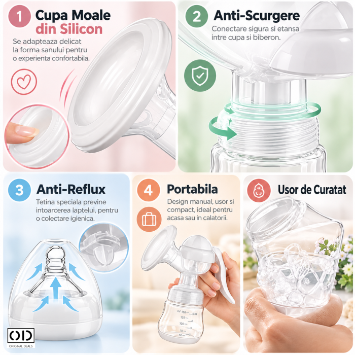 Pompa de San Manuala ORIGINAL DEALS, cu Cupa din Silicon si Recipient Transparent de 150 ml, Alba, 17 x 18 cm [6]