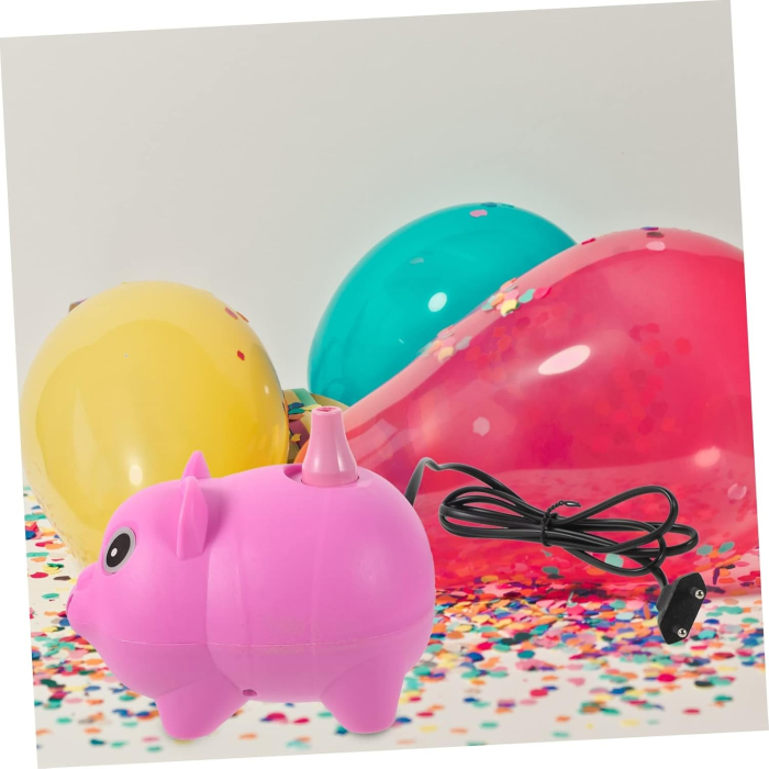 Pompa Electrica Pentru Umflat Baloane, 380 W, din Plastic, Model Porc, Roz [5]