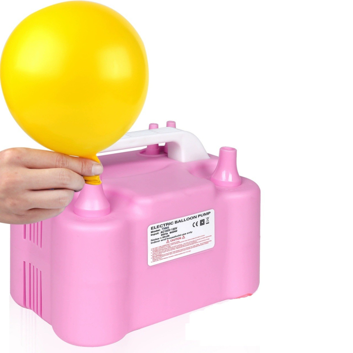 Pompa Electrica Pentru Umflat Baloane, 600 W, Doua Capete de Umflat, din Plastic, 19.5 x 14 x 13 cm, Roz [5]