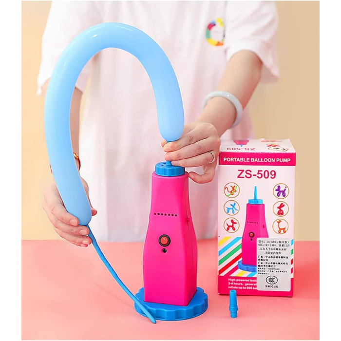 Pompa Electrica Pentru Umflat Baloane, din Plastic, cu Acumulator, Autonomie 3-4h, Portabila, Roz [5]