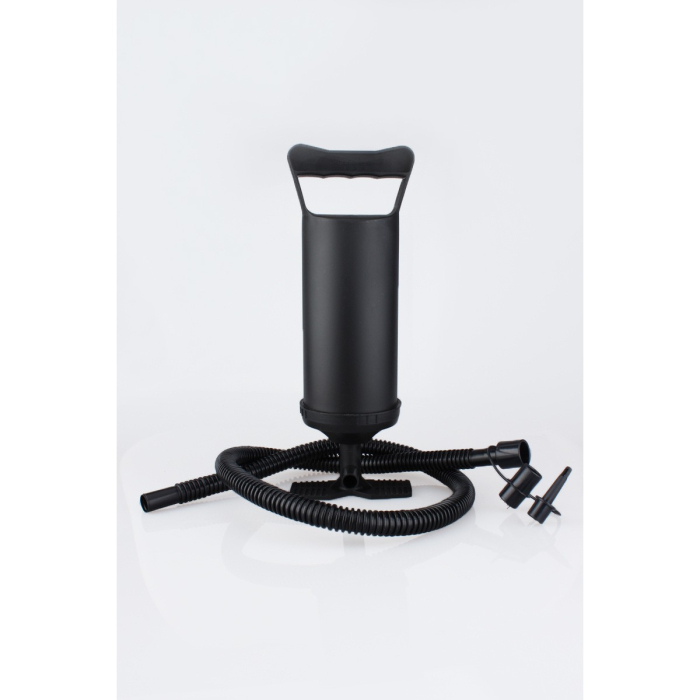 Pompa manuala pentru umflat obiecte gonflabile , colace , saltele , cu 3 adaptori pentru interconectare si furtun, negru,  [8]