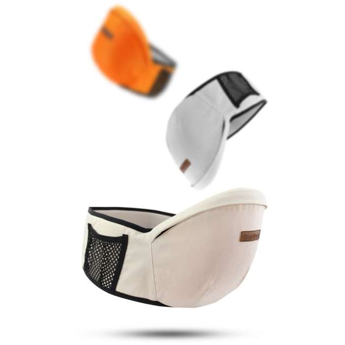 Port-Bebe Ergonomic Ajustabil cu Scaun, 3 Pozitii, Bumbac Respirabil, pentru Copii 0-3 Ani, 20 kg Maxim, 25 x 22 x 18 cm, Gri [5]