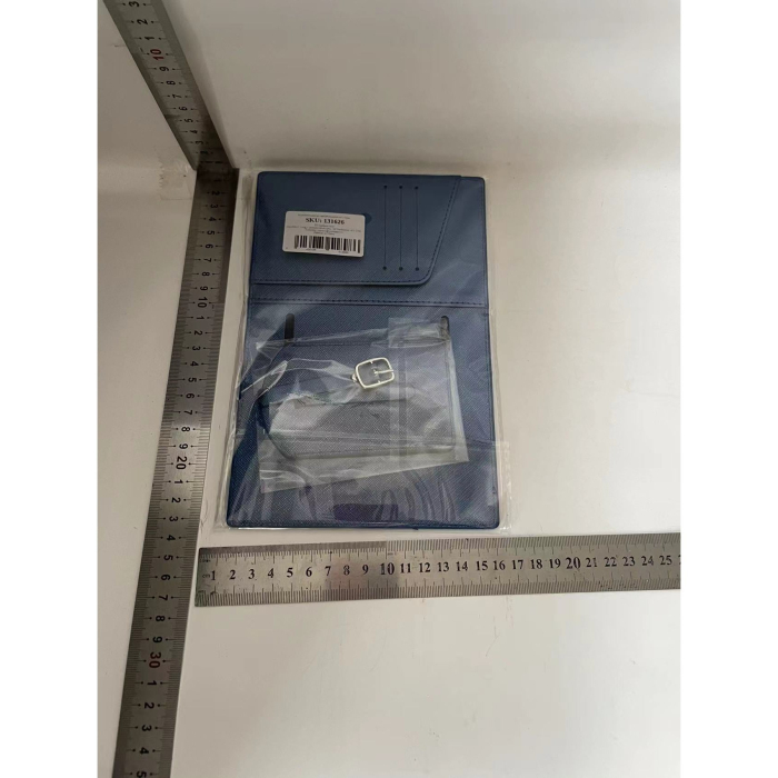 Portofel pentru Pasaport si Carduri, , 23x16 cm, 70g, din Piele PU, Suport Pix, Accesoriu Suport Eticheta, Unisex, Multifunctional, Albastru [5]