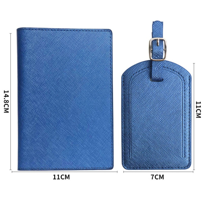 Portofel pentru Pasaport si Carduri, , 23x16 cm, 70g, din Piele PU, Suport Pix, Accesoriu Suport Eticheta, Unisex, Multifunctional, Albastru [4]