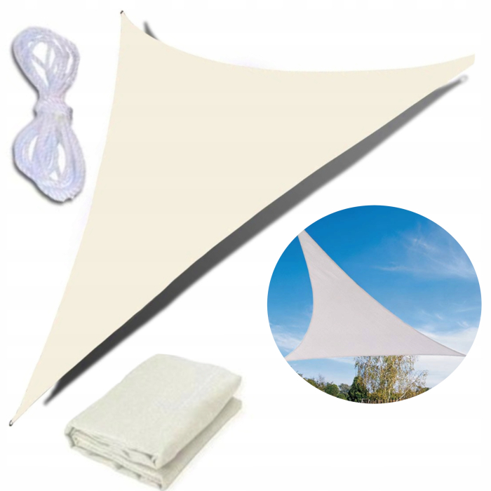 Prelata solara triunghiulara 400x400x400 cm, impermeabila, protectie UV, poliester 180g/mp, bej [3]