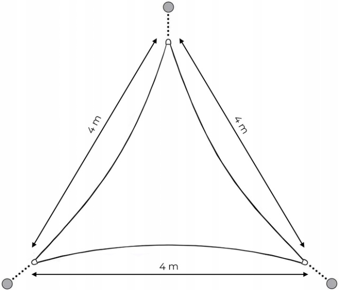 Prelata solara triunghiulara 400x400x400 cm, impermeabila, protectie UV, poliester 180g/mp, bej [2]