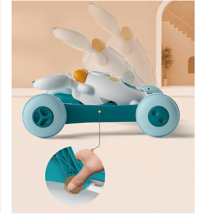 Premergator pentru copii , pliabil, viteza ajustabila, maner antialunecare, cu lumini si muzica, 46 x 57 cm, loc depozitare jucarii, inaltime ajustabila, albastru [5]