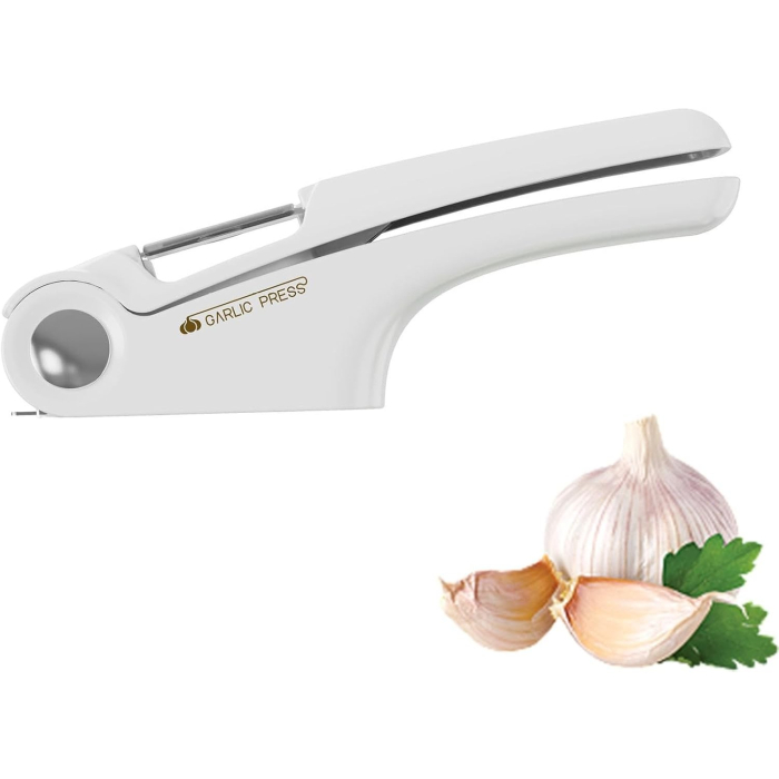 Presa Multifunctionala pentru Usturoi 4in1, , Presa, Feliator, Desfacator de Borcane, Curatator Fructe/Legume, 22 x 8.8 cm, Alb [3]