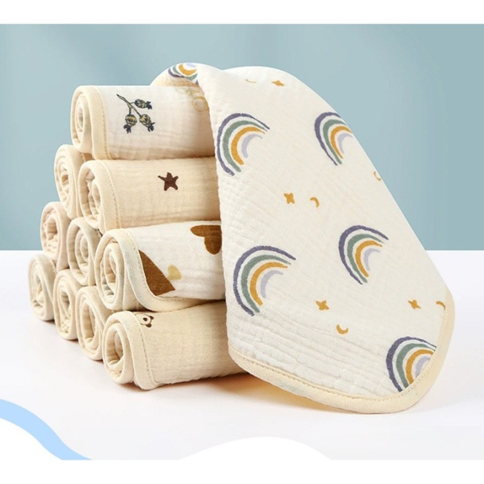 Prosop Absorbant, , din Bumbac, 25 x 25 cm, Model Curcubeu, cu Agatatoare, Bej [5]