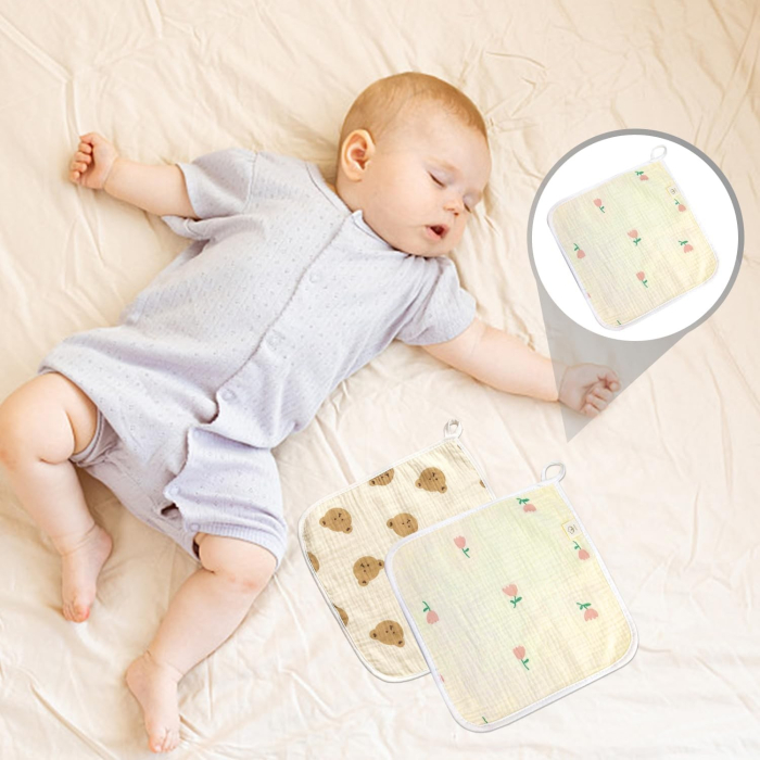 Prosop Absorbant, , din Bumbac, 25 x 25 cm, Model Stelute, cu Agatatoare, Bej [3]