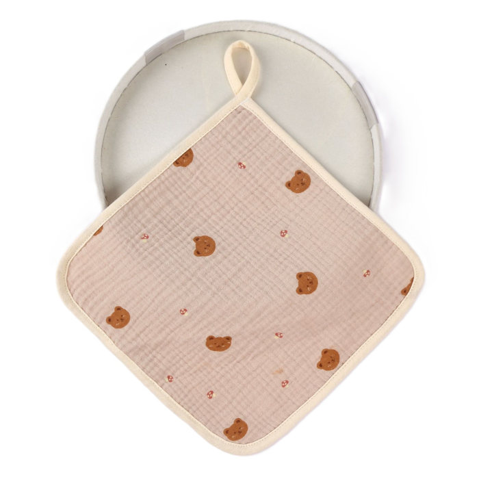 Prosop Absorbant, , din Bumbac, 25 x 25 cm, Model Ursuleti, cu Agatatoare, Crem [6]