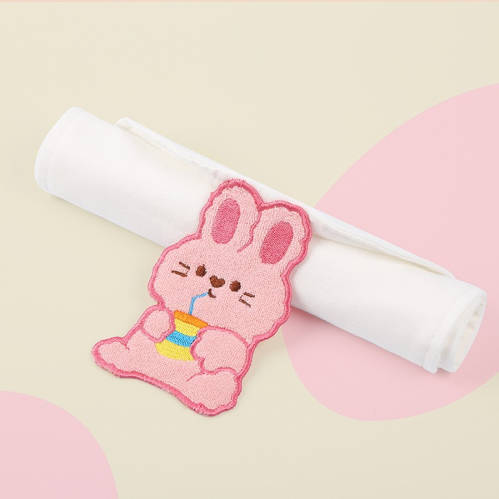 Prosop Absorbant, , din Bumbac, pentru Bebelusi, 19x28 cm, Model Iepuras, Alb [2]