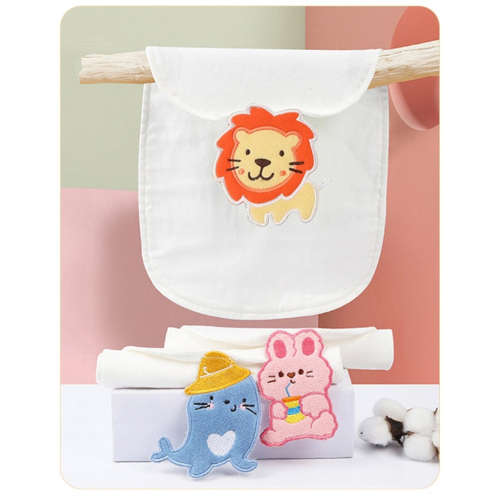 Prosop Absorbant, , din Bumbac, pentru Bebelusi, 19x28 cm, Model Iepuras, Alb [5]