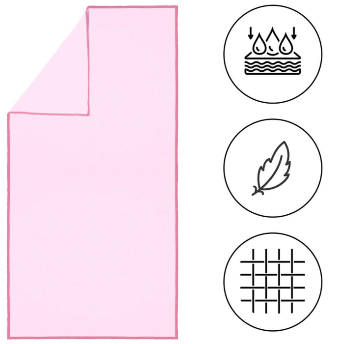 Prosop de plaja cu uscare de rapida, husa de transport, 40x80cm, roz [16]